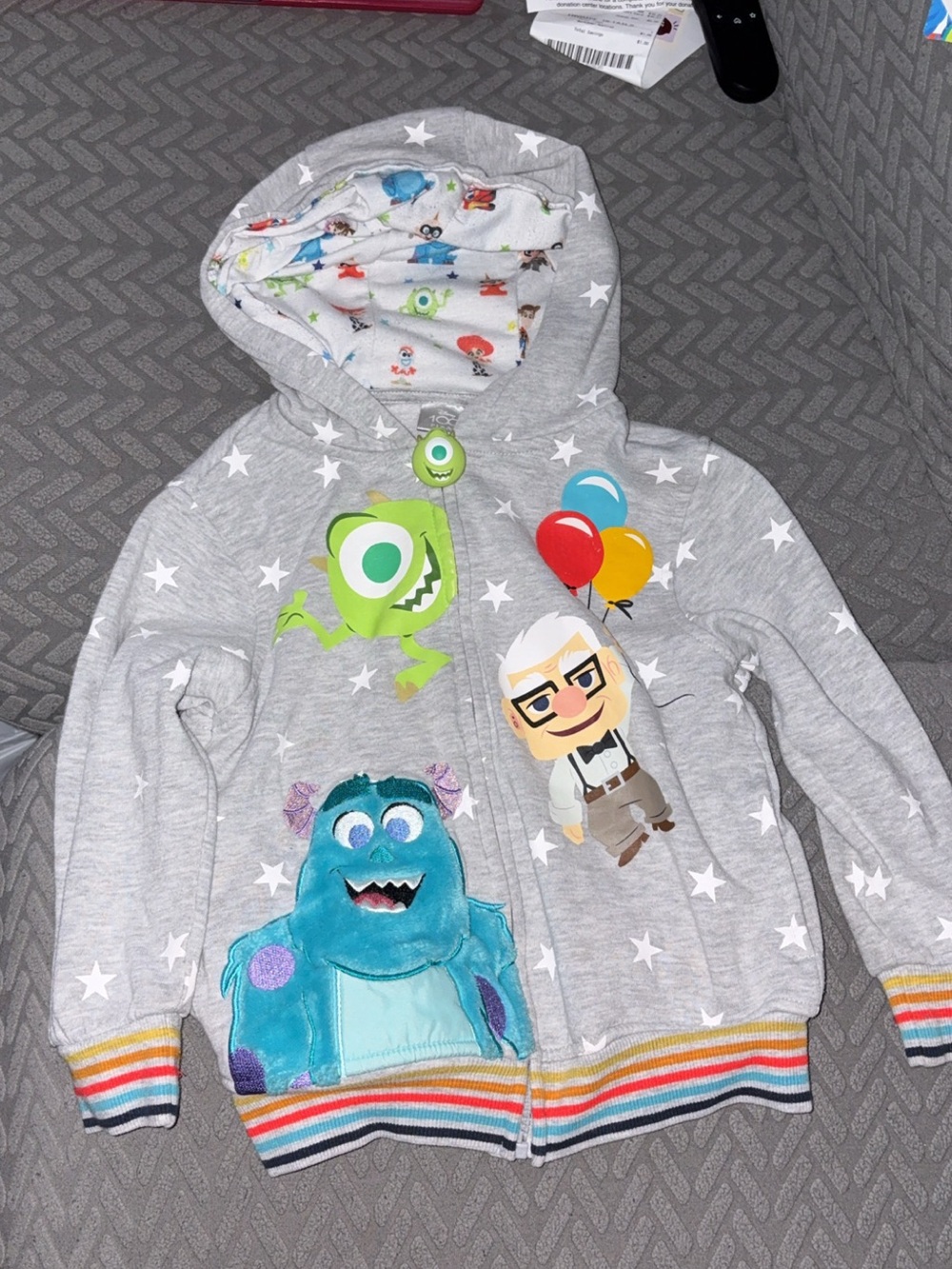 Disney Grey Kids Monster & Cartoon Characters Zip-Up Hoodie